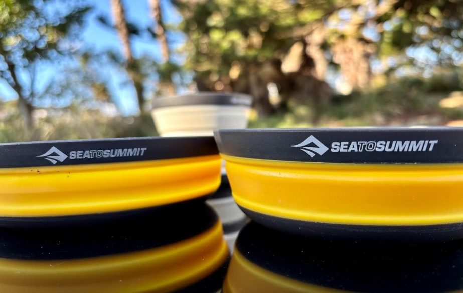 The Sea to Summit frontier ultralight collapsible dinnerware set is made of a silicone material that can attract a bit of dust and lint