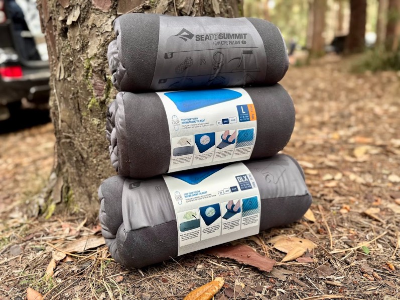 We tested all three sizes (Regular, Large, and Deluxe) of the Sea to Summit foamcore pillow​, and the DLX size really impressivde at 56 x 36 cm