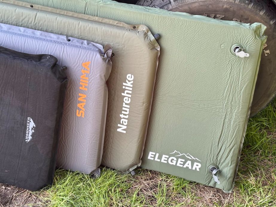 Comparing the size of different self-inflating sleeping pads for car carmping