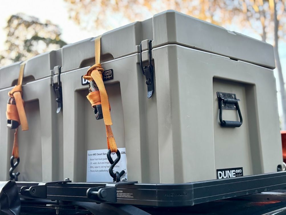 The Dune 220 L storage box is constructed from LLDPE using a rotational moulding process constructing the box is one seamless piece to eliminate weak spots and joints