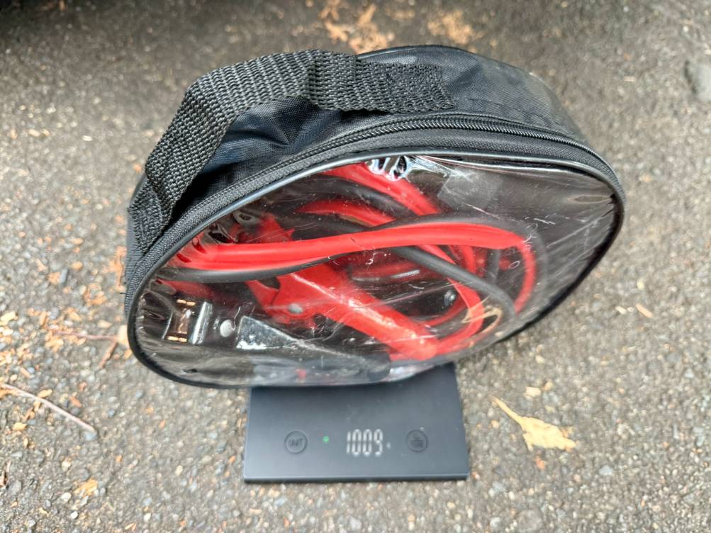 The Kincrome jumper leads (standard 100 Amp) are easy to manage and move around and add about 1 kg of weight