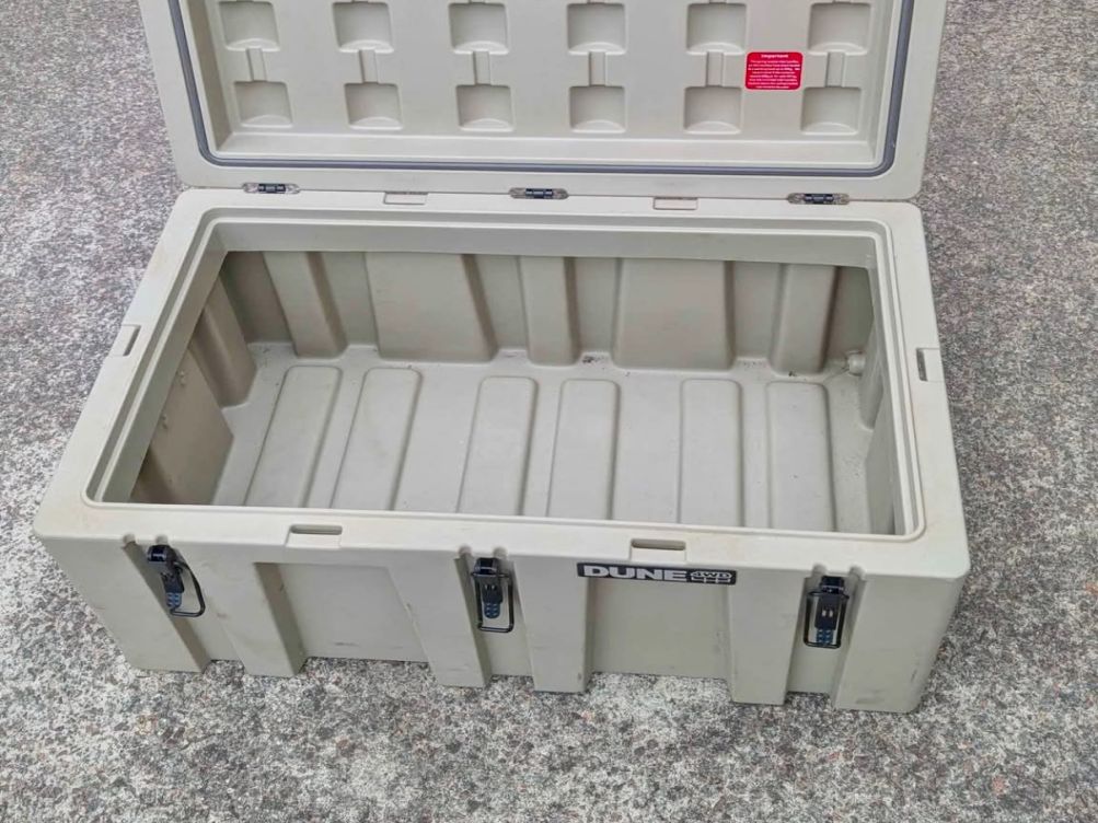 The drain plug on the inside of the Dune 220L storage box is a great feature for hosing the box out after a trip