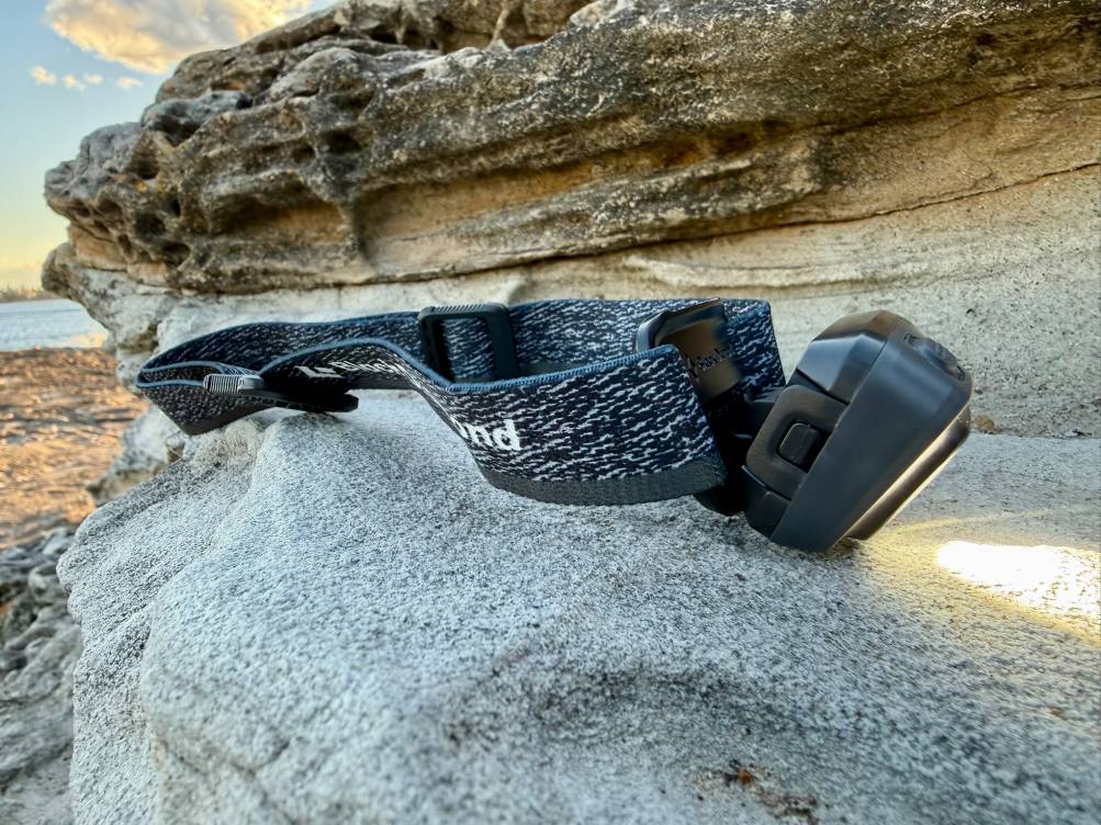 The manual tilt feature on the Black Diamond Astro 300 headlamp is well-designed and clicks firmly into various angles (up to 60°)