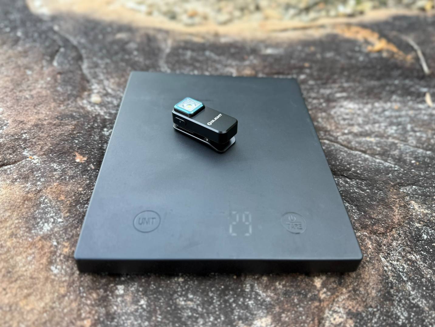The Olight Oclip is ultralight at only 29 grams and measuring just under 5 cm x 2.1cm