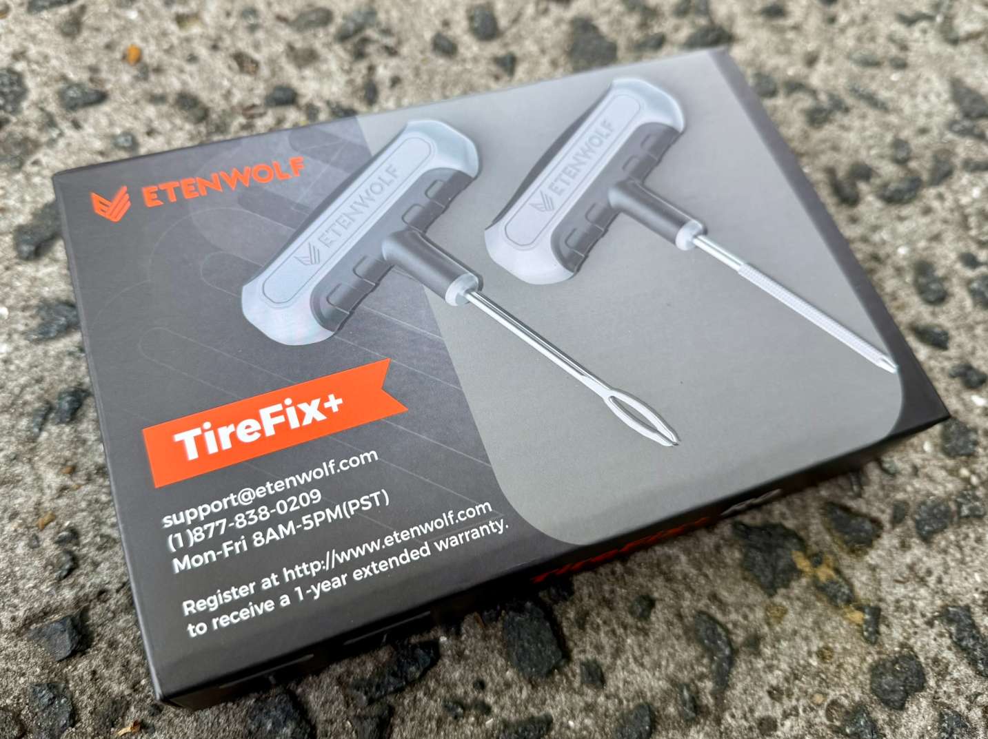 We tested the Etenwolf tyre repair kit that comes with a 1-year extended warranty when registering